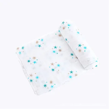 2022 Hot Sale Wholesale Custom Print Design Double Layer Bamboo Cotton Fiber Muslin Swaddle pointelle baby blanket