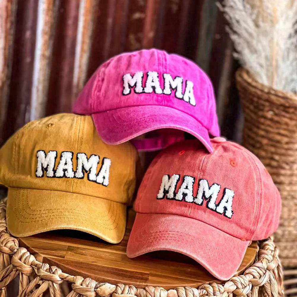 Мыть хлопок новинка I Love MAMA вышитые бейсболки Проблемные остроконечные открытый рваные козырек для женщин с принтом тай-дай напечатанными буквами
