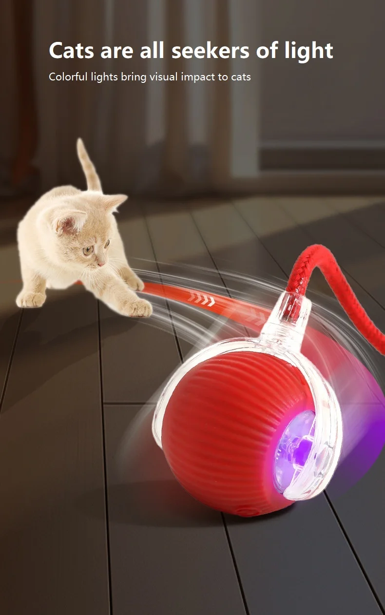 Automatic Cat Toy-Cute Sporty Interactive Teasing Ball Sustainable Rubber and Silicone Small Size for Pet Play Box Packed