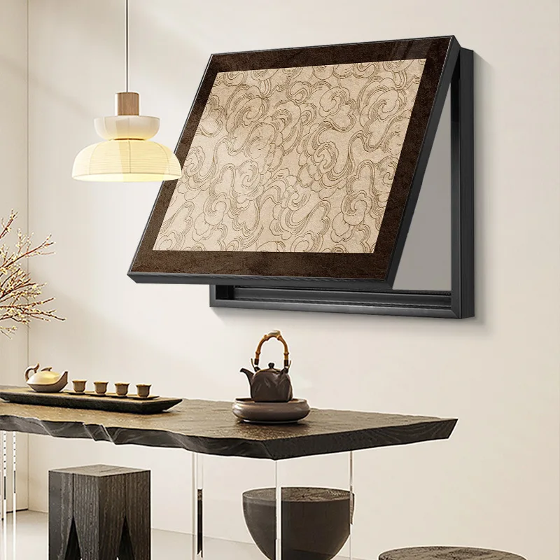Modern Luxury Abstract Wall Art Canvas Print Gold Deer Mountain LED Light Neutral Earthy Tones Electrical Box Cover Living Room