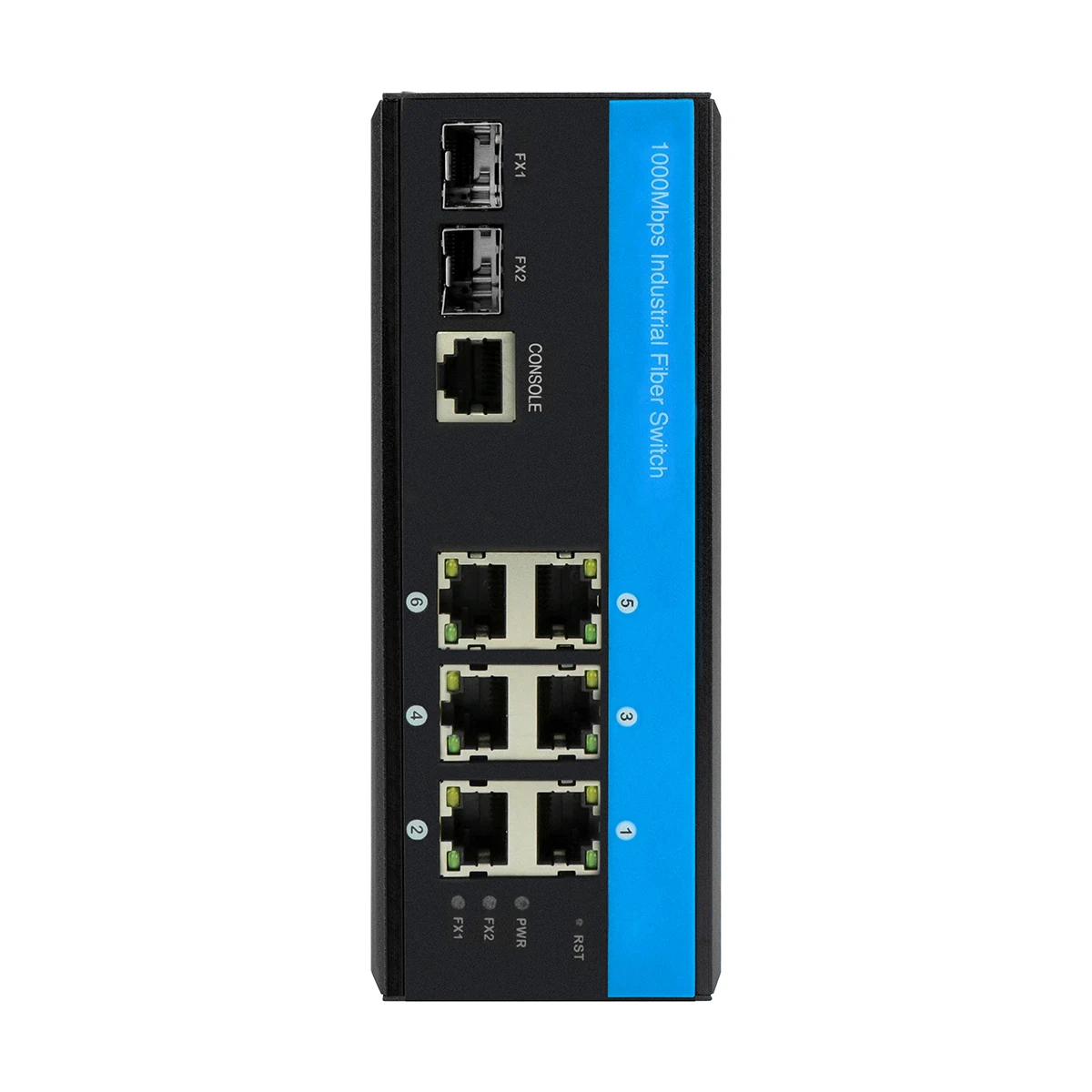 Din Rail 2 optical to 6 Rj45 8 port Gigabit industrial poe L2 managed switch