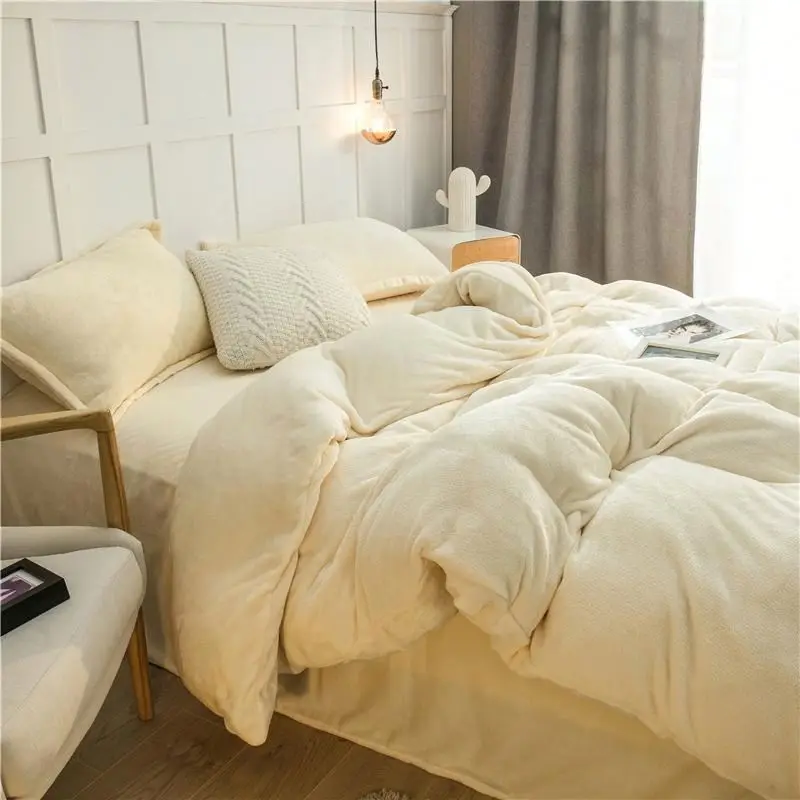 
 Двухразмерный цветной тканый простой окрашенный лохматый льняной вельветовый фланелевый пододеяльник набор  