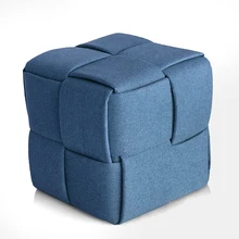 New Product Woven Fabric Blue Ottoman Cube Seating Pouf Ottoman Stool Footstool