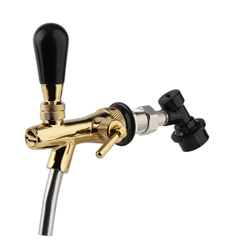 Beer Tap Faucet Chrome Flow Control Beer Keg Tap G5/8 Thread Adjustable Draft Beer Dispenser Tap with Liquid Ball Lock
