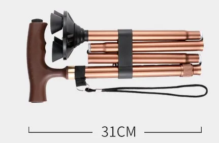 Simplywalk Four-legged Non-slip Telescopic Foldable Aluminum Alloy Cane with Lights for Walkers Walking Stick