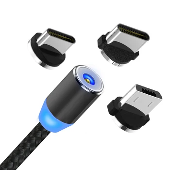 3 in 1 magnetic usb cable 3a 5a multi magnetic fast charging charger cable 3in 1 led round 1m 2m quick charge for mobile phone