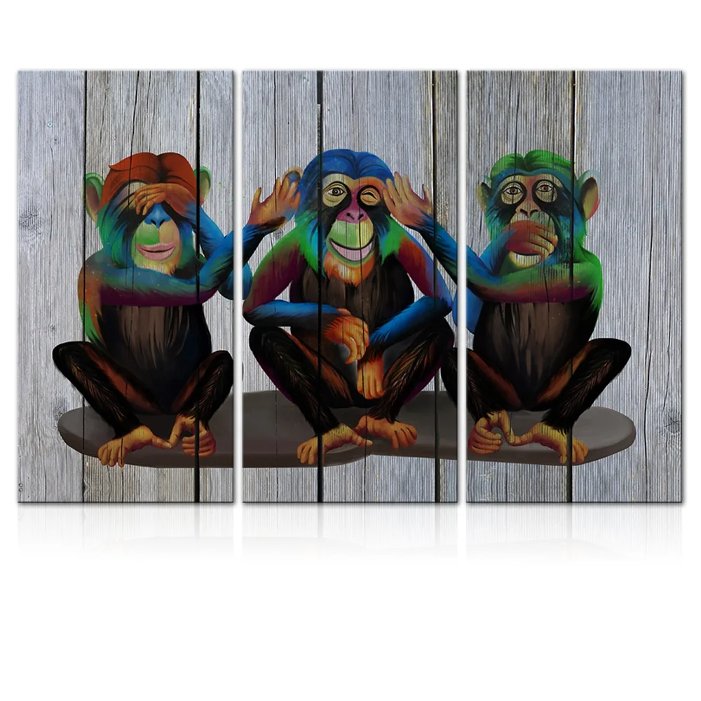 3 Pieces Funny Gorilla Wall Art Modern Monkey Animal Canvas Print Wooden  Background See Hear Speak No Evil Ape Chimpanzee Prints - Buy Monkey Canvas  Painting,Gorilla Art Picture,Monkey Canvas Wall Art Product