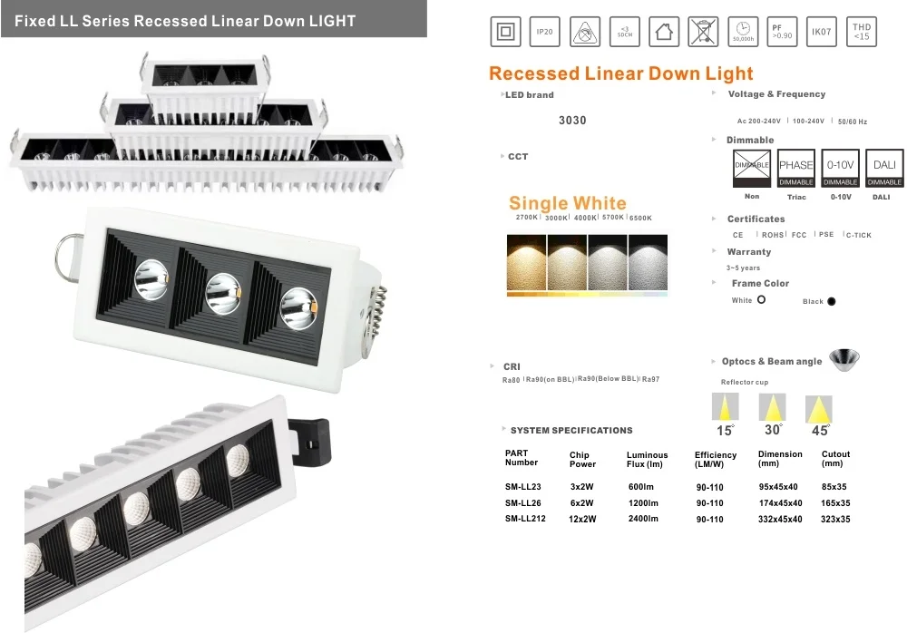 20w flat linear light