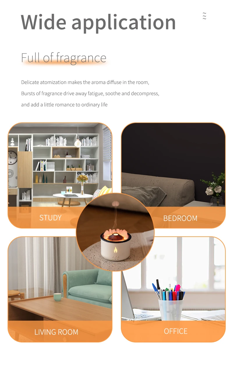 Home Mini Flame Essential Oil Aroma Diffuser Volcano Ultrasonic Purifier air Humidifiers