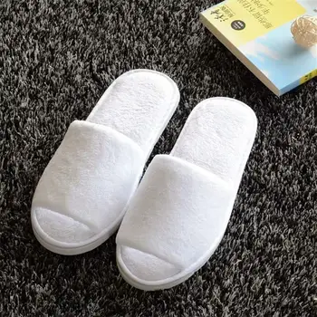 Simple Design Cotton Velour Disposable SPA Close Toe Slippers With Logo for Hotel bathroom