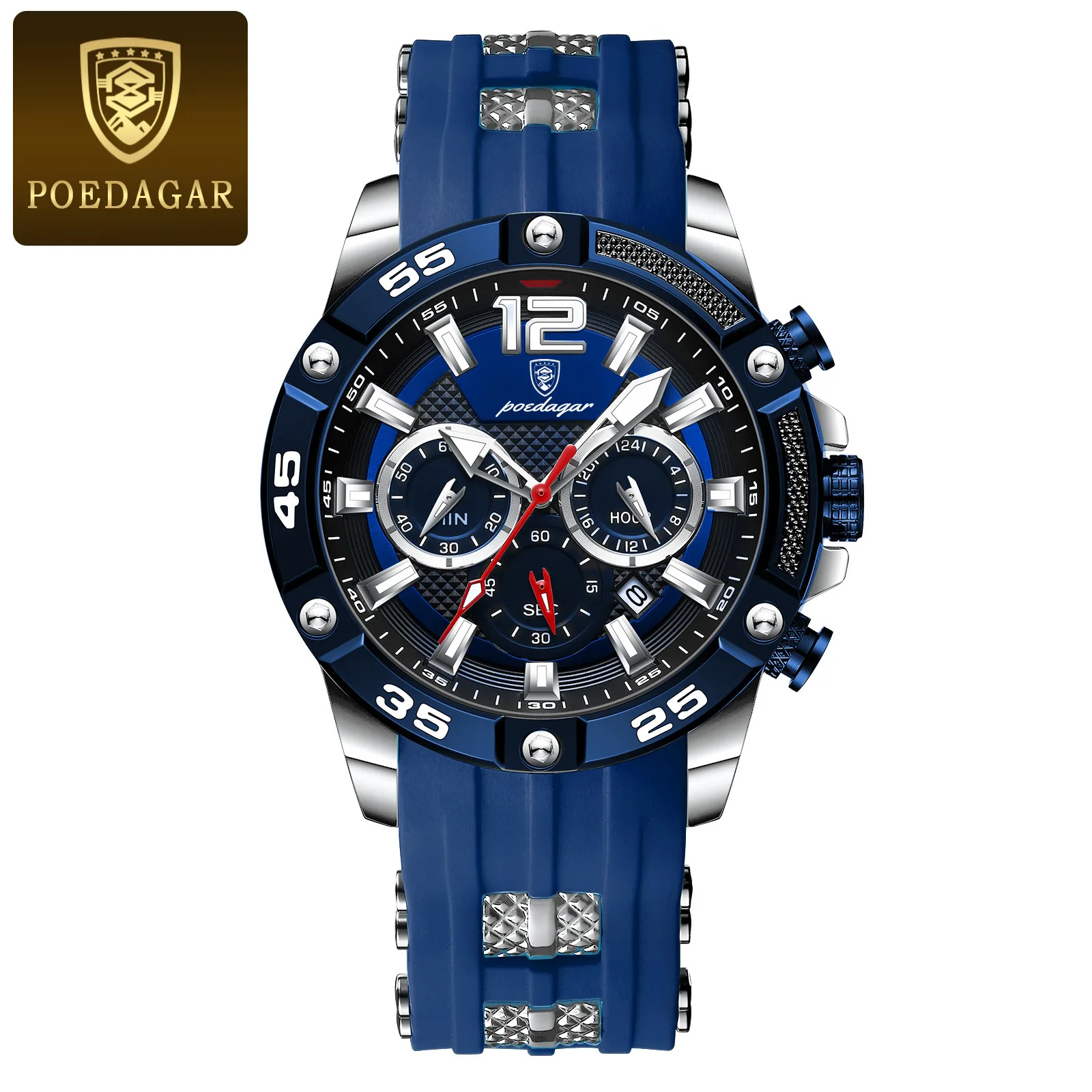 POEDAGAR 912 Casual Men Watch Luxury Waterproof Luminous Chronograph Date Man Wristwatch aperçu 10
