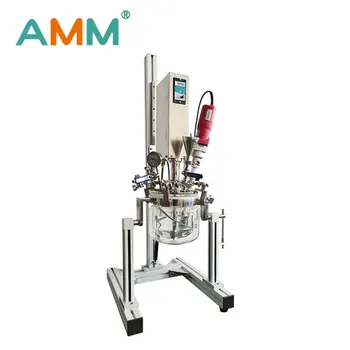 AMM-SE-1L Semi auto Benchtop modular jacketed vacuum emulsifier glass reactor hydrogenation solutions