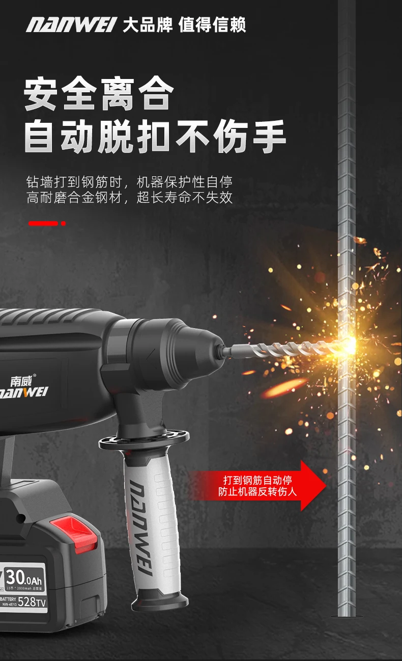 Nanwei 21v Electric Screwdriver 3 Functions Electric Rotary Hammer ...