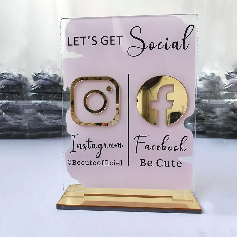Social Media Counter Instagram Qr Code Acrylic Counter Stand Sign