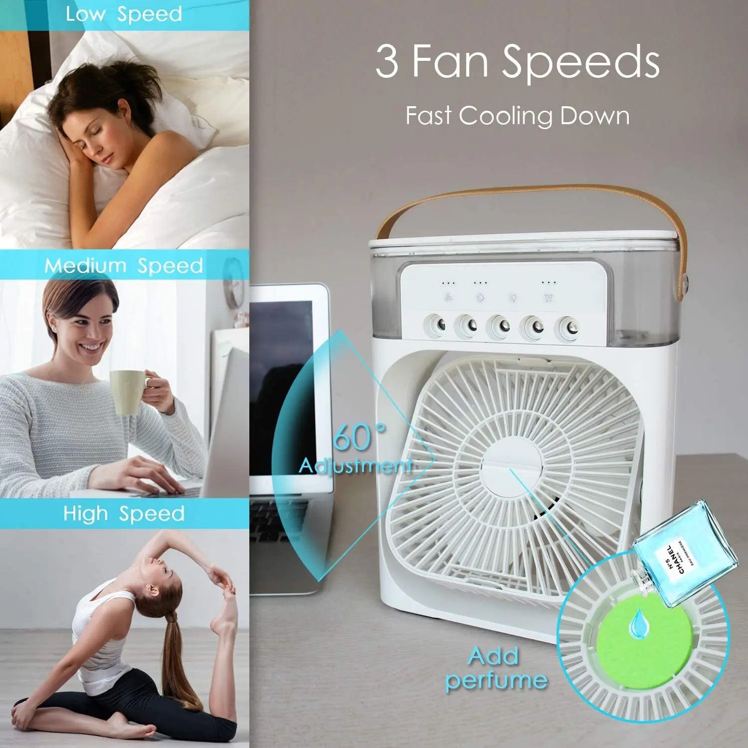 Factory Portable LED DC Air Conditioner Cooler Fan For Garage Durable Plastic Climatiseur Portable Aire Acondicionado Portatil_voghion.com