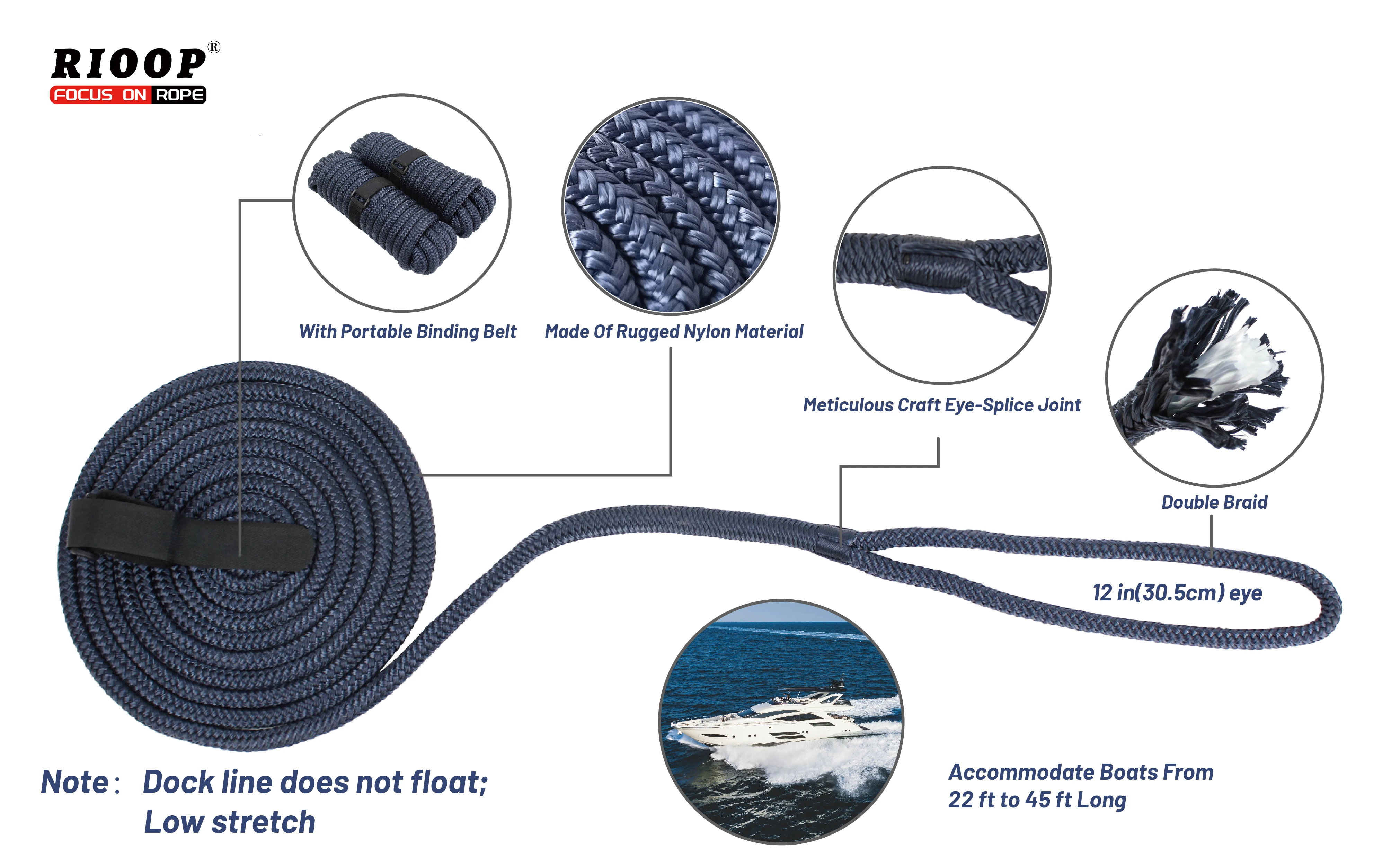 Hot Sales Pe Material Bungee Dock Line For Marine Use Pe Elastic Dock