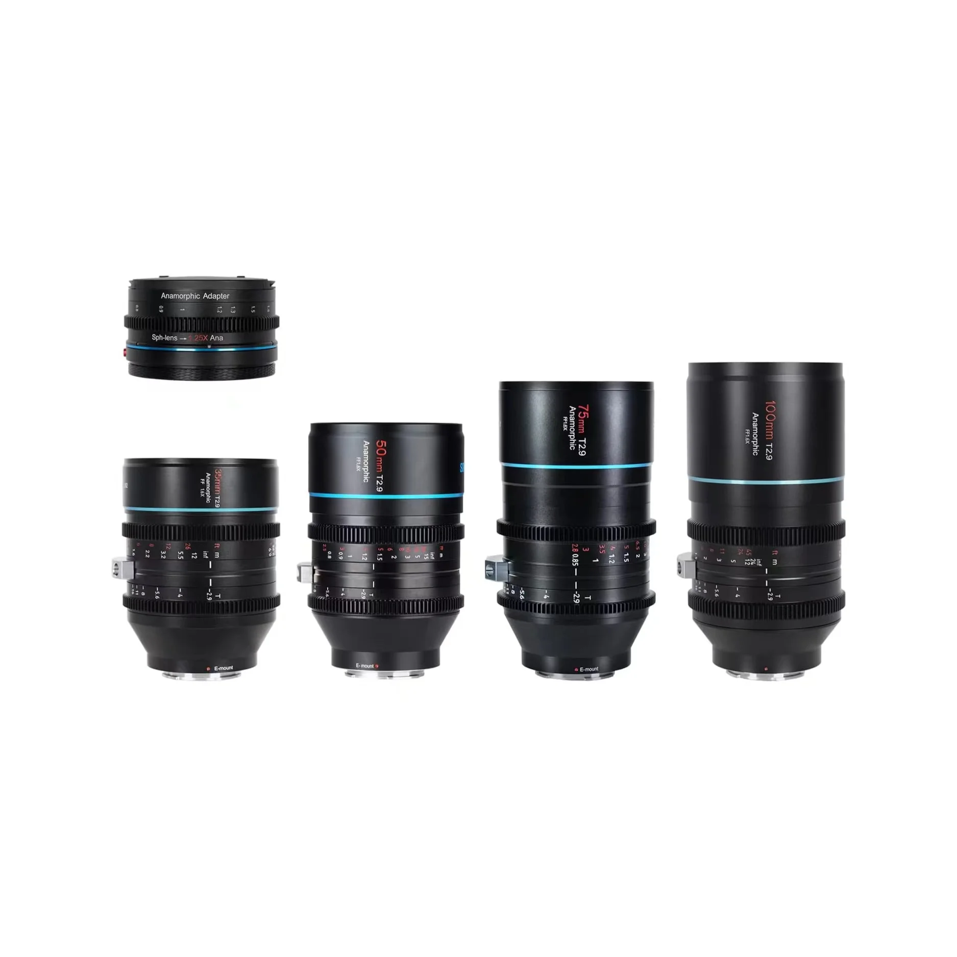 SIRUI T2.9 1.6X Full-Frame E-Mount Anamorphic Lens Set