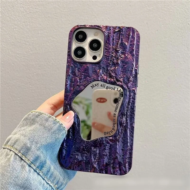 TPU Embossed Rock Mirror Internet Celebrity Mobile Phone Case For iPhone 11 12 13 16 Pro Max Plus XS XR 14 Pro Max factory