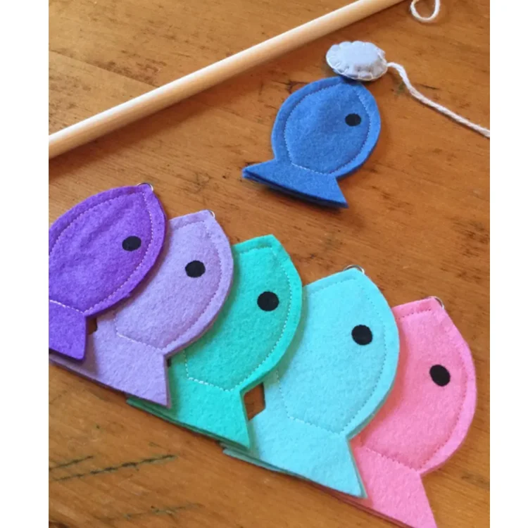free sample baby fishing pole wall hanging felt animals