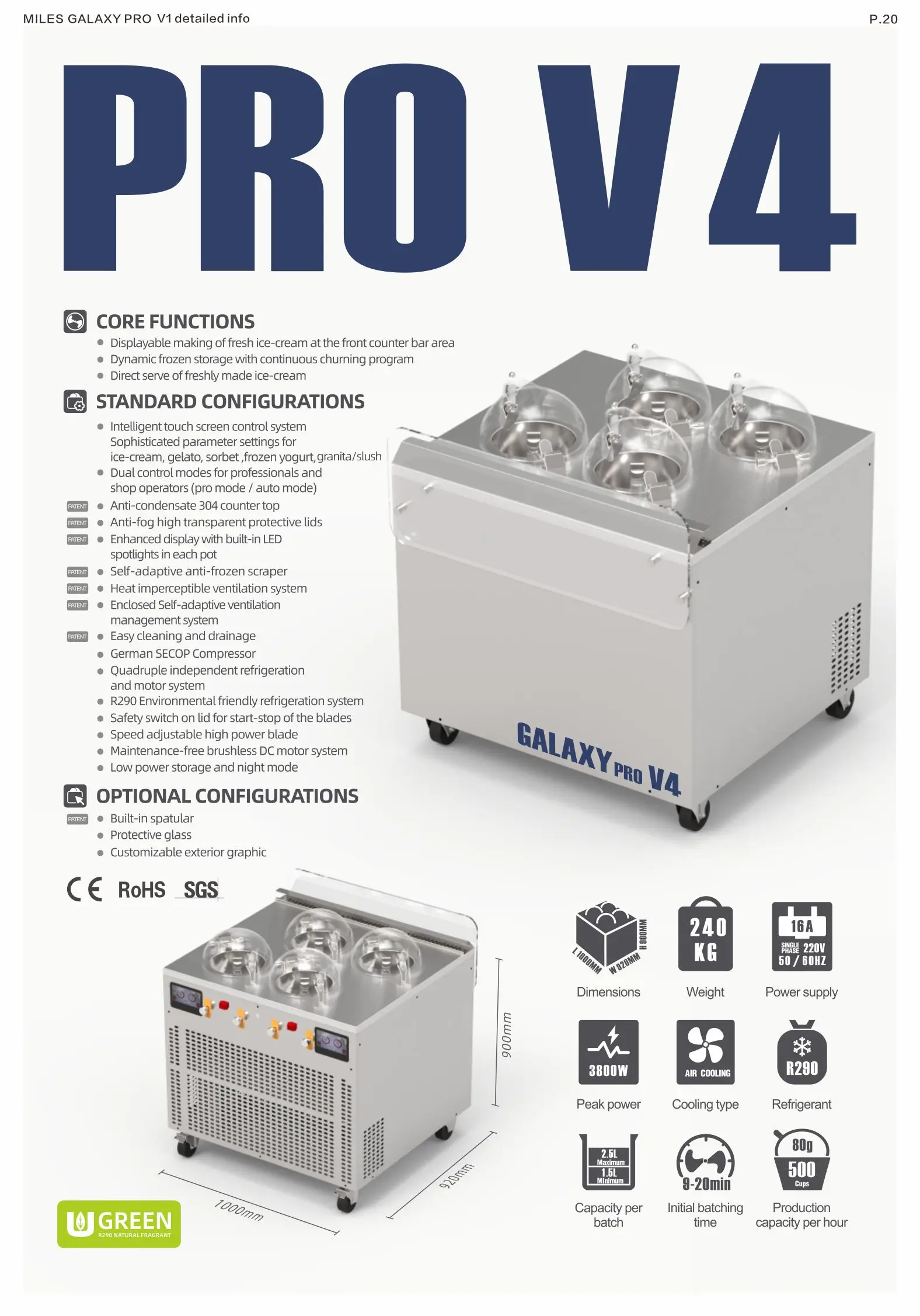 Miles Galaxy Pro V4 40l/h Ice Cream Machine Commerical Automatic