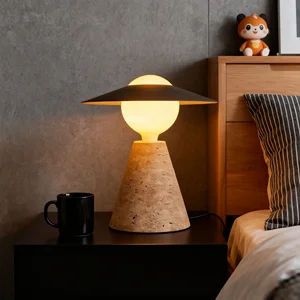 JACKSUN Japanese-Style Yellow Cave Stone Table Lamp Bedside Lamp Bedroom Model Home American Light Luxury Vintage Style