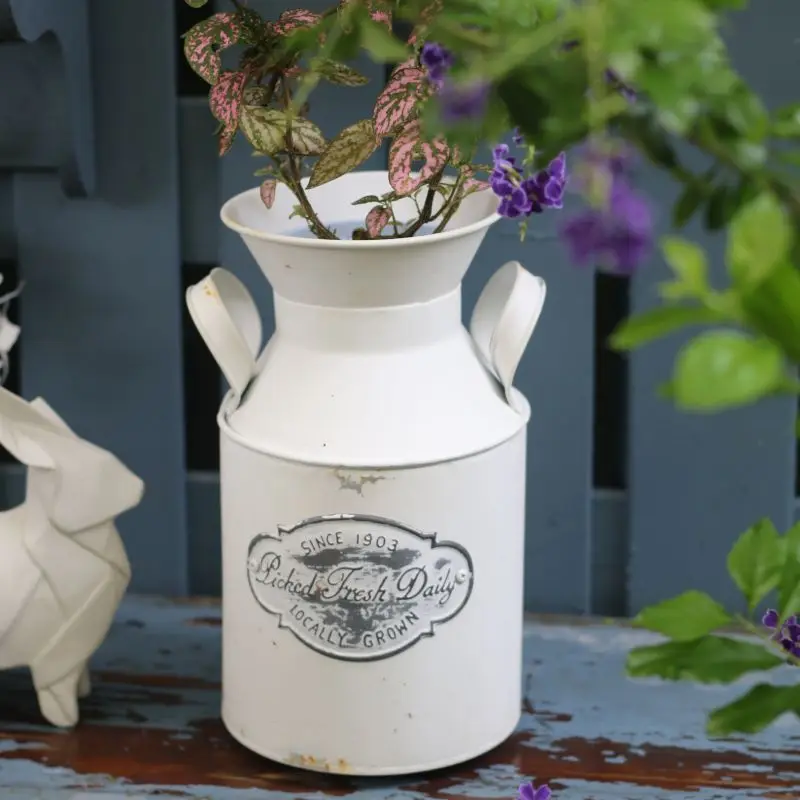 Factory Direct Farmhouse Galvanized Metal Jug Home Decor Milk Can