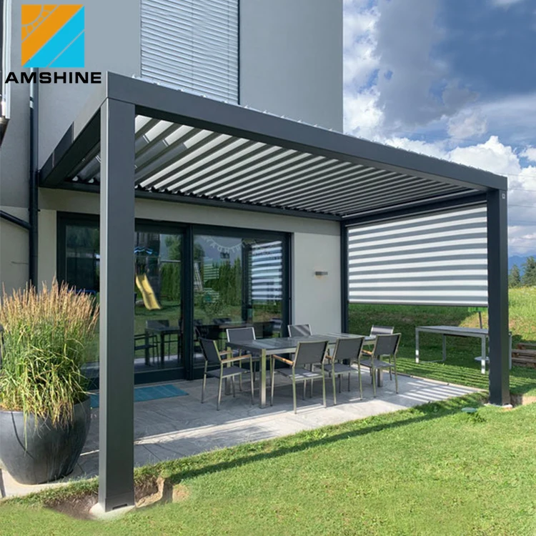 Customized Pergola Electric Remote Control Louvre Roof Gazebo for Swimming Pool