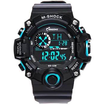 Outdoor Sports Electronic Watch for Students Multi-Function Dual-Display Chronograph Stopwatch with Resin Band Youth Trend Watch