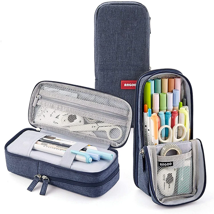 China Supplies Papelaria Dark Blue Cartuchera Storage Stationery Set Bag Alat Tulis Kids Trousse Pencil