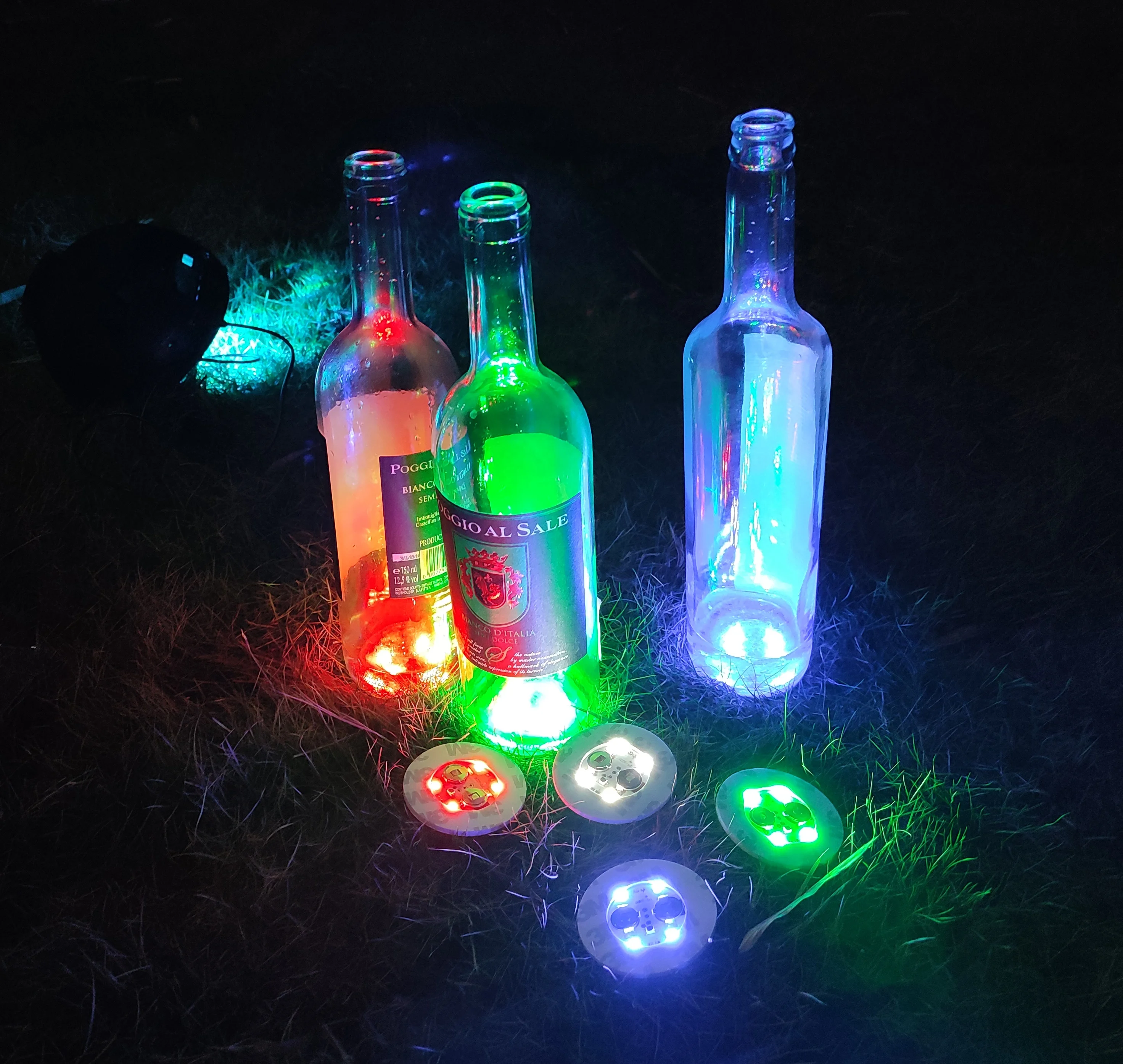 LINLI 4 LED Bottle Sparklers for Wine Liquor Champagne Bottle Light up Flashing Bottle Sticker Light Cup Holder for Party Bar