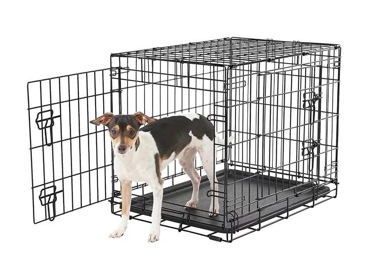 Metal Dog Cage Crate Kennel Foldable With Removable Tray Cages Animal