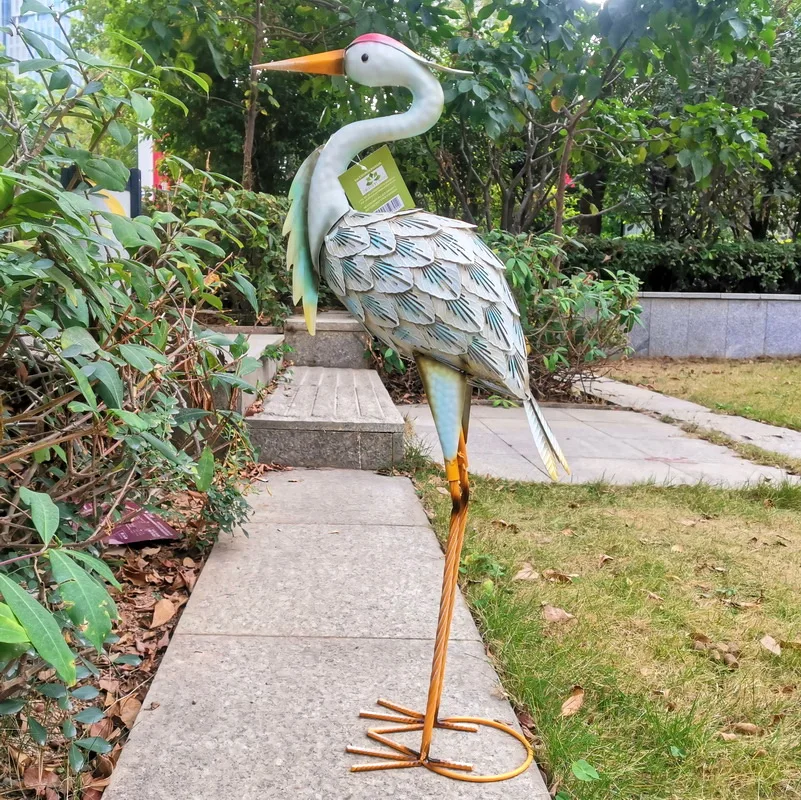 outdoor  crane metal birds art  Sculpture