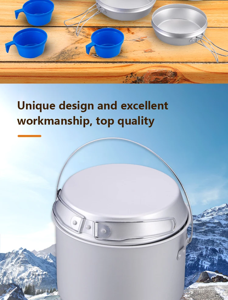 Backpacking Lightweight Design Gear Hiking Cookware Cooking Pot Set manufacture