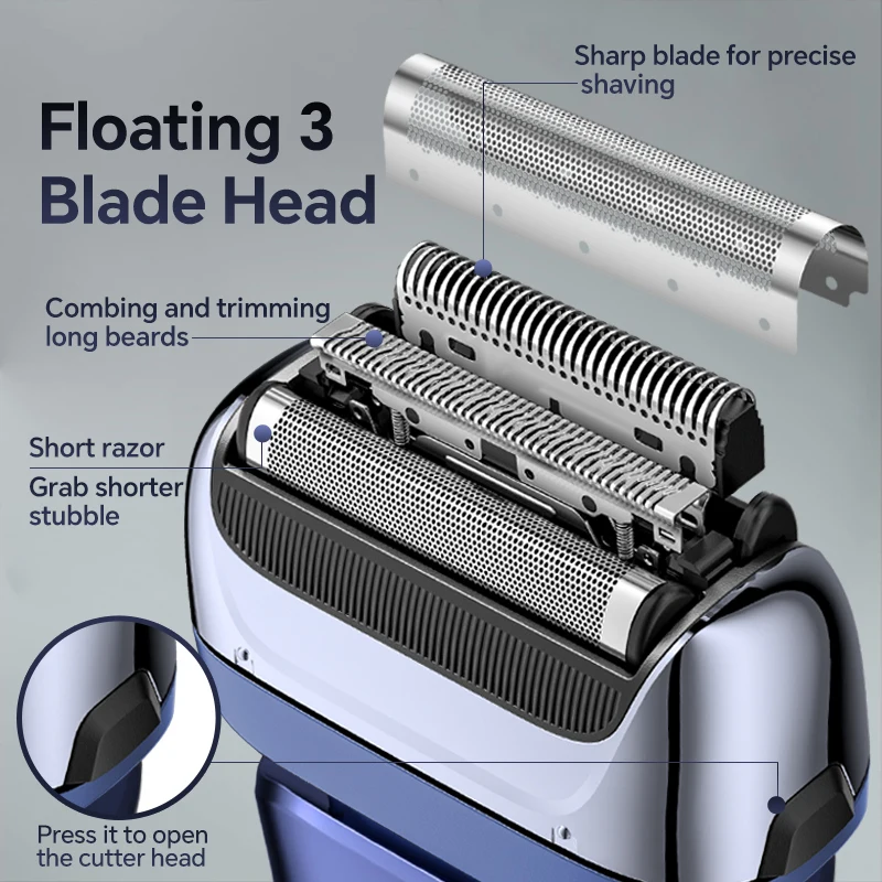 Cross-Border Exclusive Electric Shaver with USB Charging Full Body Washing Three Reciprocating Blades for Household Hotel Use factory