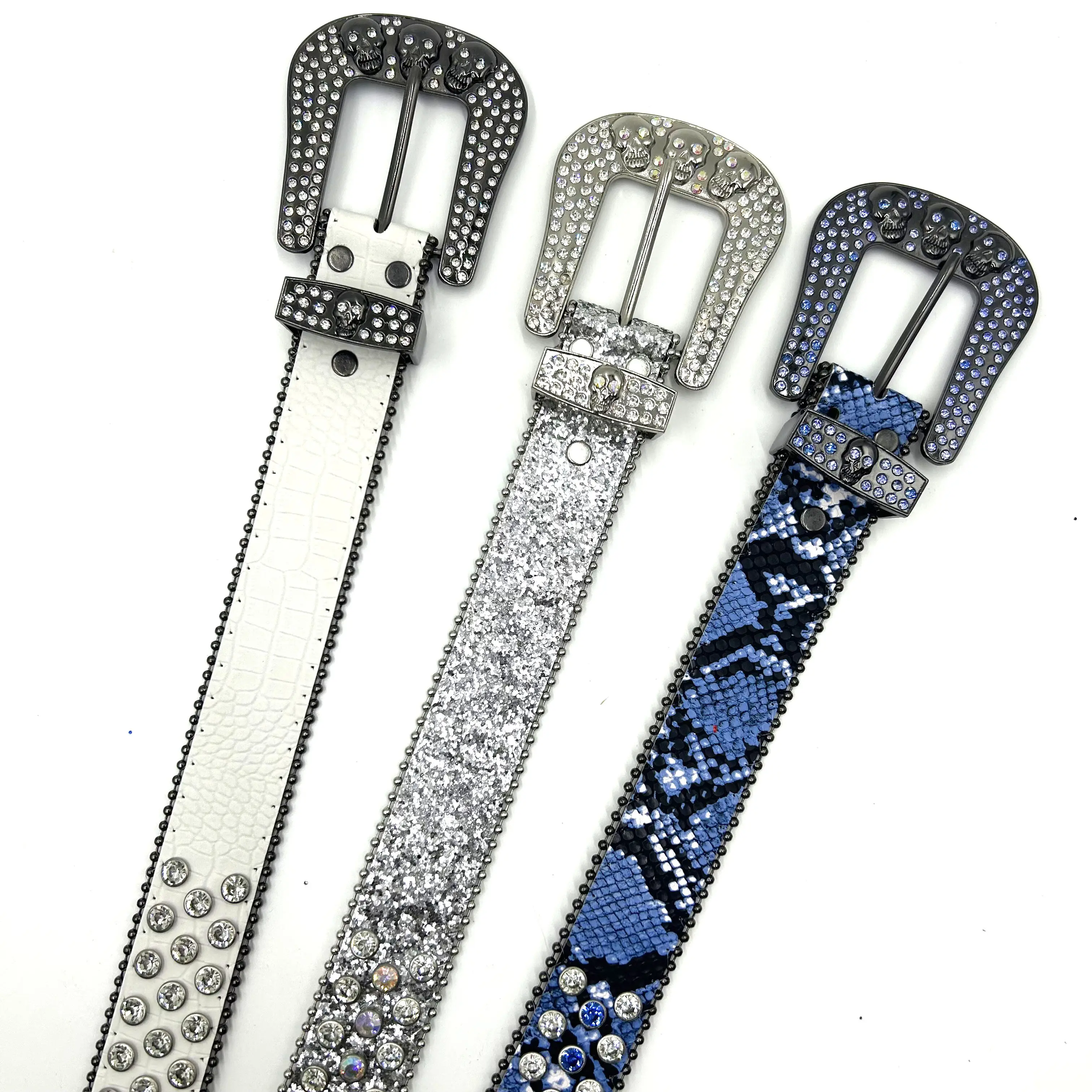 Western Trendy Punk Skull Head Belt Luxury Style with 