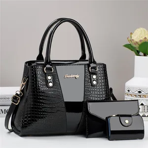 Large-Capacity Glossy Premium Women's Designer Bags New Fashion Crossbody Pu Leather Zipper Polyester Ladies Handbags Sets
