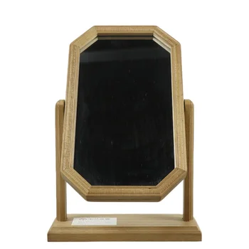 FS C&BSCI Solid wood mirror Desktop Wooden HD Makeup portable folding wood frame vanity mirror