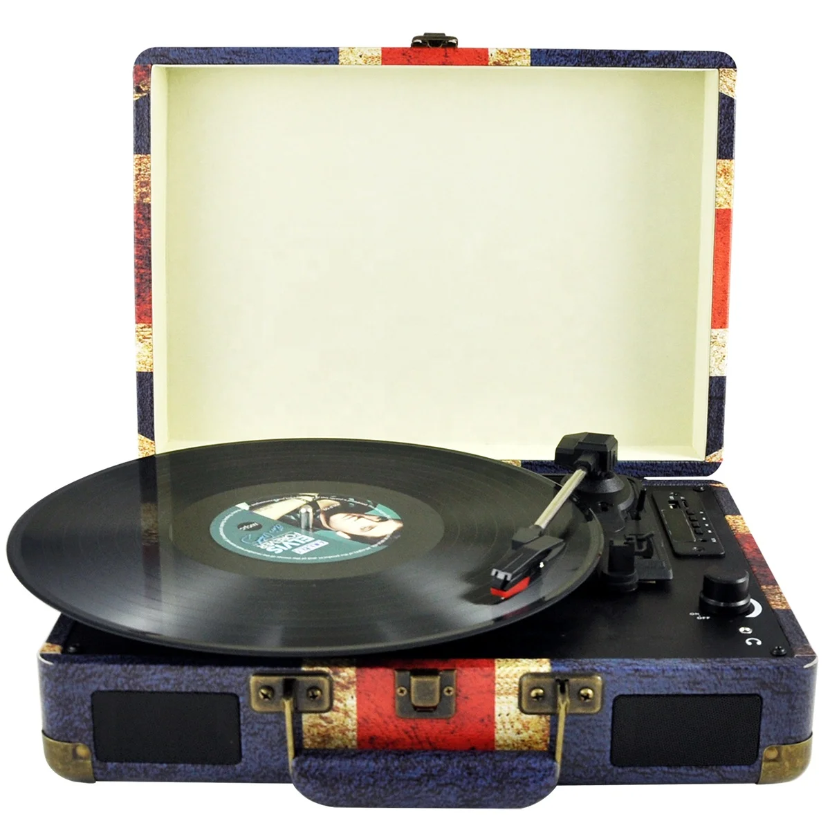 3 Speeds Table Top Suitcase Retro LP Vinyl Vintage Turntable Record Player With Full Functions
