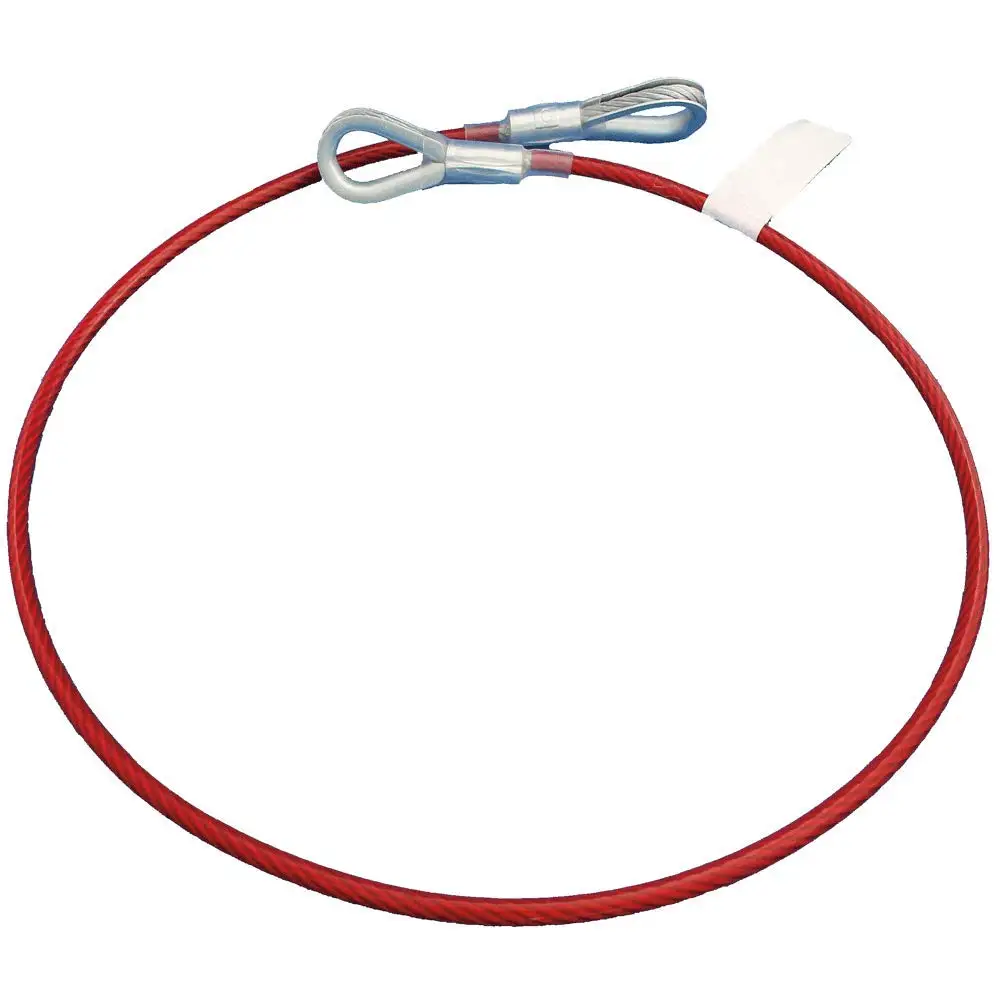 Съвместим с Peakworks OSHA, защита срещу падане 2 фута кабелна анкерна ремня с 2 халки за очи, поцинкован кабел с PVC покритие, дебелина 14, червен