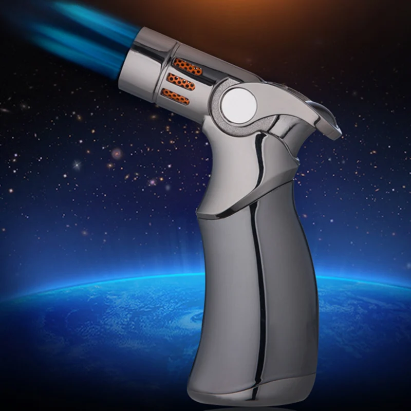 Torch with Custom Logo for BBQ Cigar Butane Metal Lighter Refillable Lighter Smoker Torch Cigar Lighter General-purpose Gun