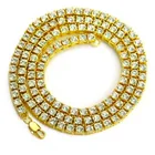 Alloy Jewelry Diamond Alloy New 5mm Alloy Iced Out Hip Hop Custom Fashion Zircon Tennis Men's Jewelry Chain 1-Row Diamond Gold Silver Plated Necklace