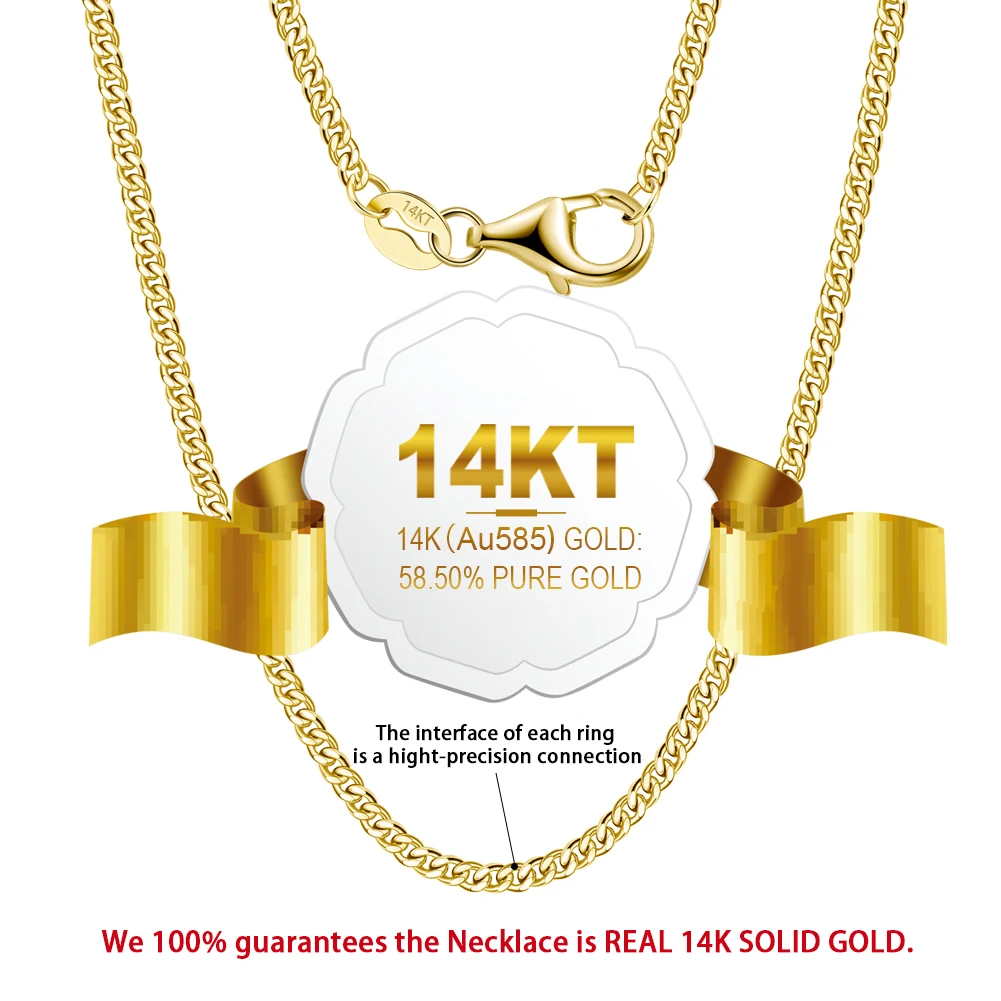 Gc04 Hiphop Cuban Link Chain Necklace Cadenas De Oro 14k Au585 Pure Chain 14k Japan Gold Jewelry
