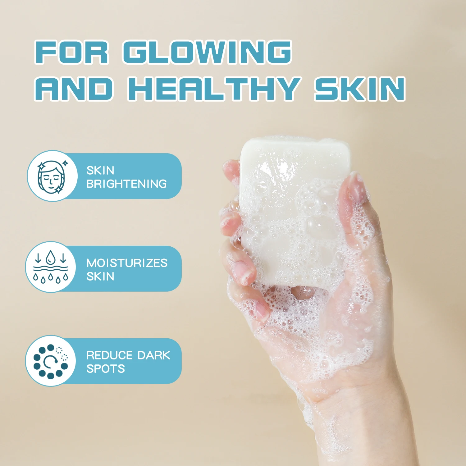 Kit éclaircissant Visage - Crème + Savon Hydratant Blanchissant à La Glutathione, Senteur Fraise, 60g