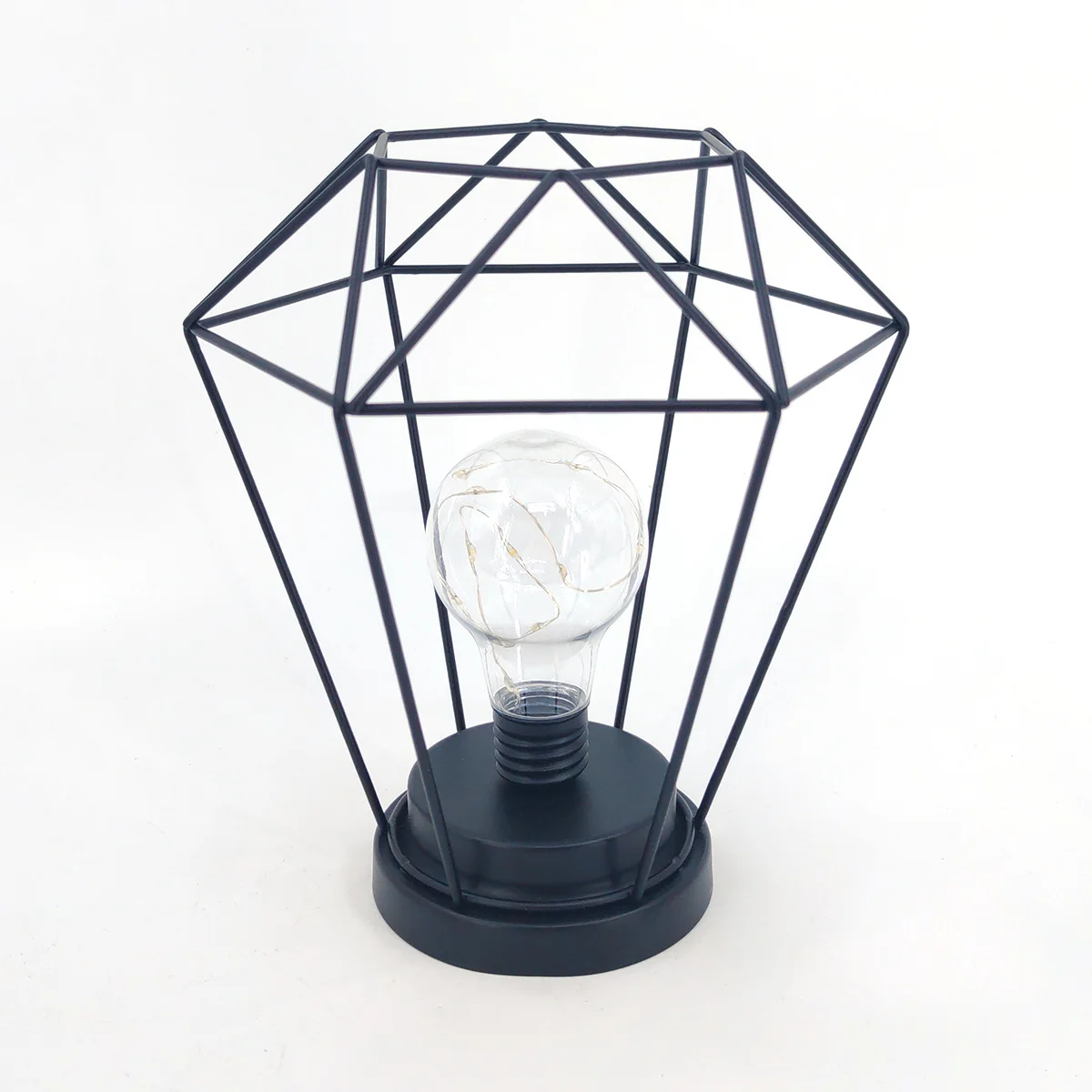 Multiple Shapes Diamond Iron Tabletop Besides Lamp Wireless Mobile Battery Operated Bedroom Decoration Metal Cage Lantern