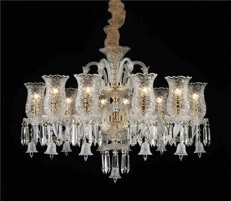 Meerosee Clear Crystal Chandelier Light Classic Crystal Pendant Lighting Baroque Crystal Pendant Light for Hotel  Villa MD87121