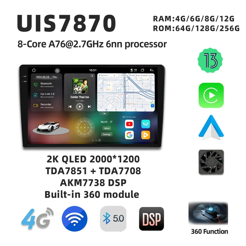ANDROID - 悠 UIS 7870 Android 13 Head Unit - Carplay+auto 2K QLED Screen