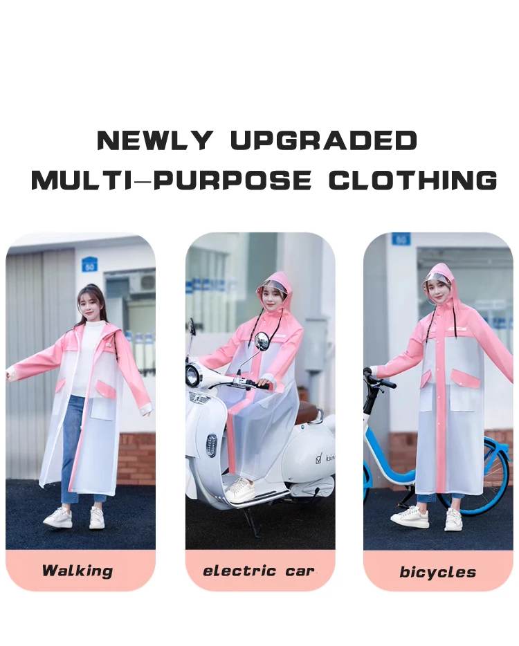 Custom Wholesale Long Raincoat Waterproof Camping fishingPlastic EVA rain coat with Hood manufacture