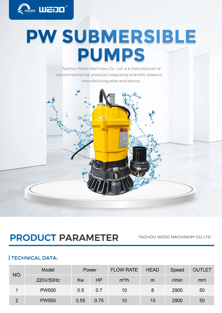 Wedo Electric 0.75hp Submersible Sewage Water Pump Price List For Dirty