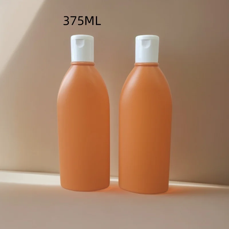 12oz HDPE Cosmetics Packaging Squeeze Bottle Shower Gel Bottle With Flip Cap Soft Touch