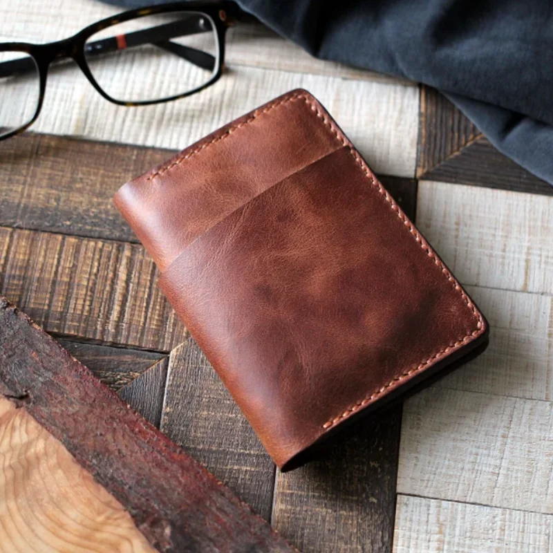 Custom Bifold Leather Wallets Genuine Leather Men Wallet Minimalist Card Holder Gifts For Men